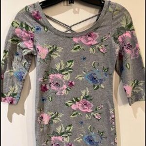 Grey floral mini dress